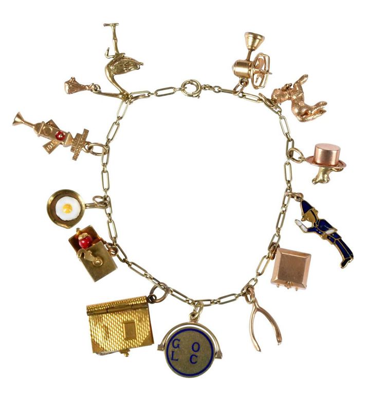14k Gold Enamel Charm Bracelet