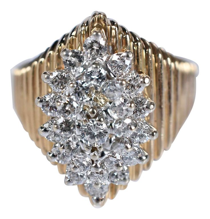 14k Gold Diamond Cluster Ring
