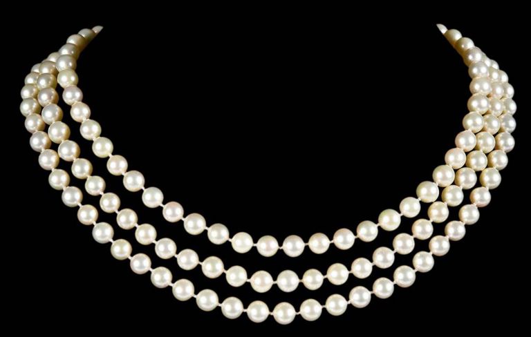 Pearl Diamond Three-Strand Necklace