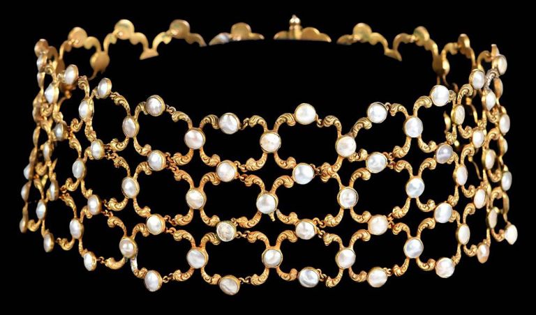 14k Gold Victorian Pearl Choker
