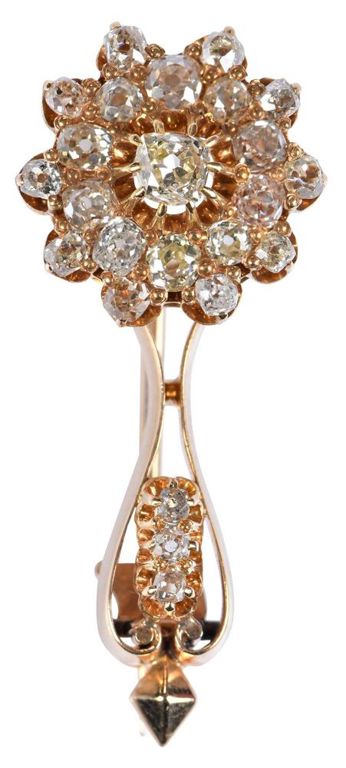 14k Gold Victorian Diamond Comet Brooch