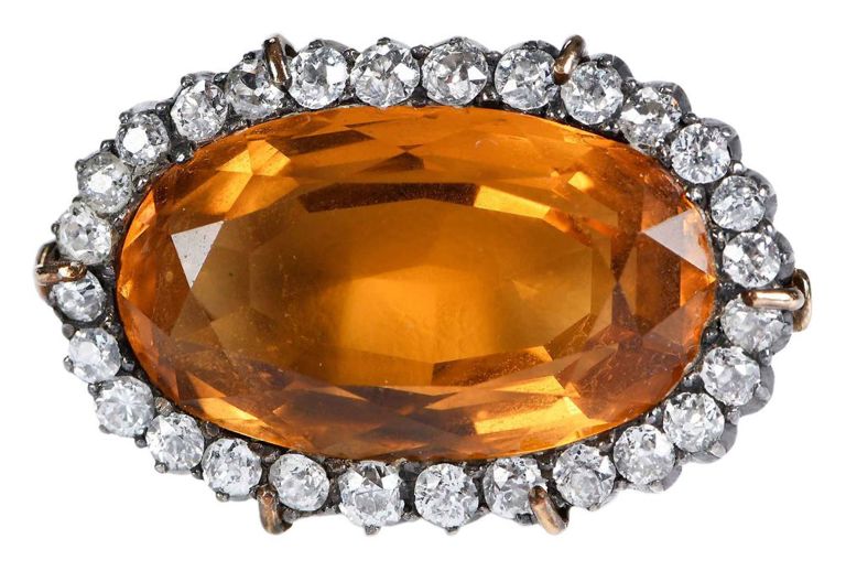 9k Gold Citrine Diamond Ring