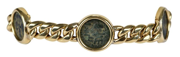 18k Gold Coin Curb Link Bracelet