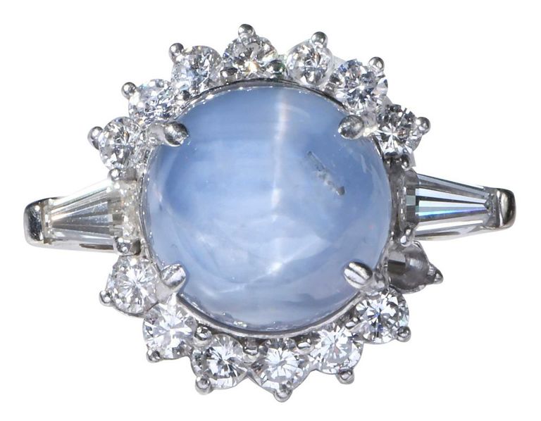 14k Gold Star Sapphire Diamond Cocktail Ring