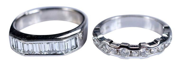 Set of 2 14k Gold Diamond Bands