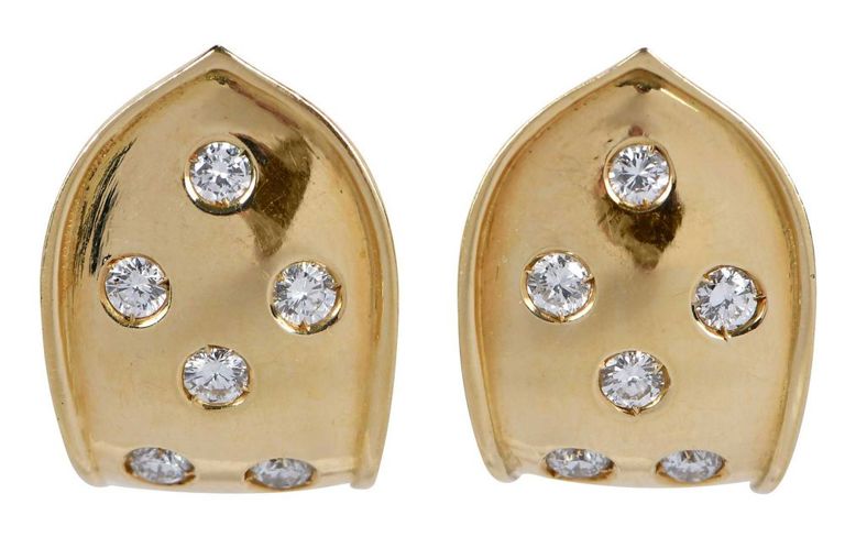 18k Gold Diamond Huggie Earrings