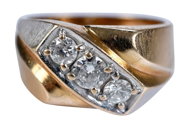 14k Gold Gent’s Three Diamond Ring