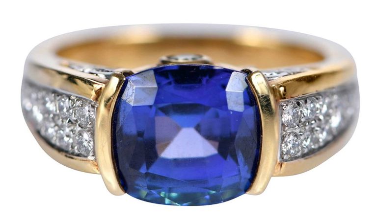 Tanzanite, Diamond and Tsavorite Ring