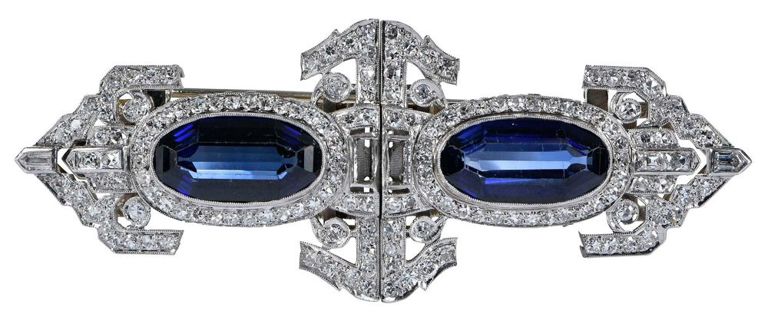 Synthetic Sapphire and Diamond Dress Brooch