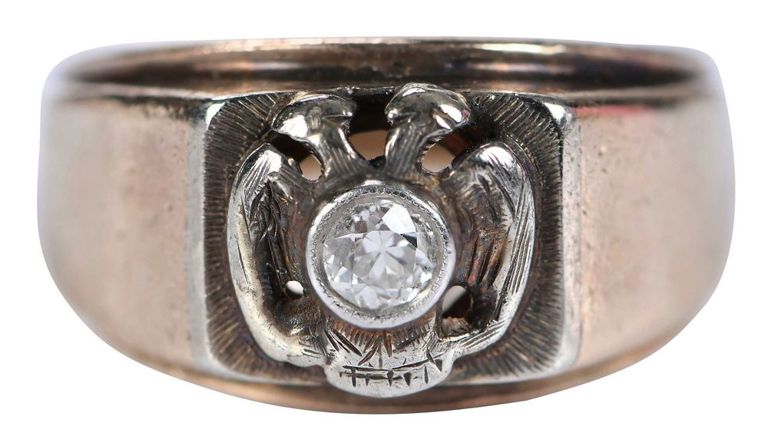 14k Gold Masonic Diamond Ring