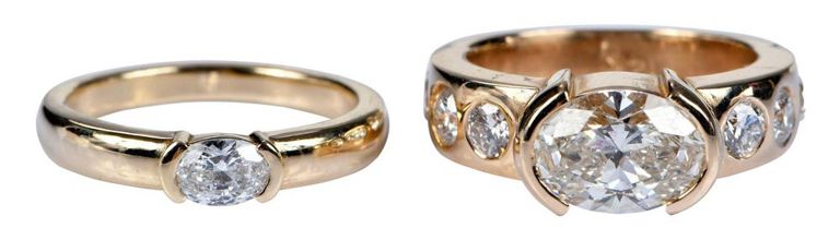 Pair of 14k Gold Lab Grown Diamond Rings