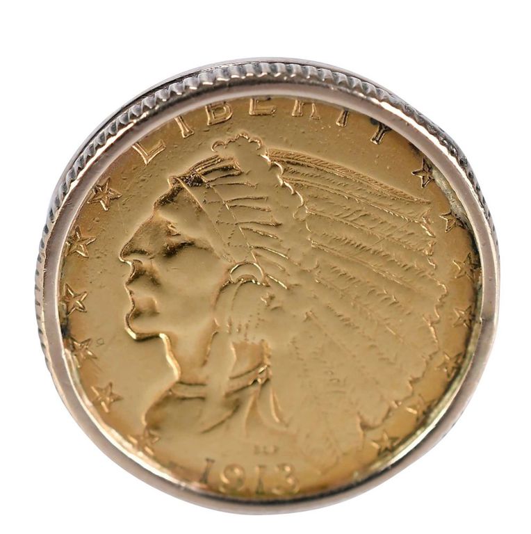 14k Gold Indian Head Coin Ring