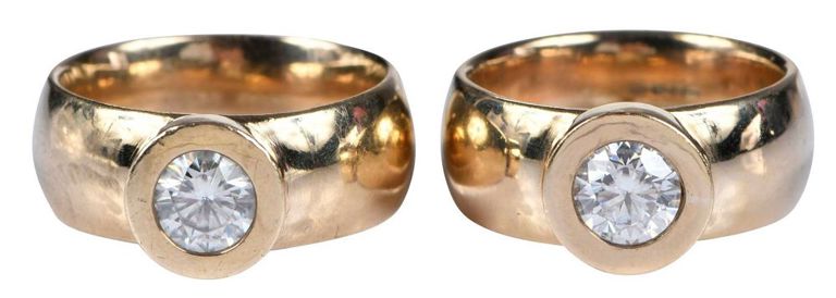 Pair of 9k Gold Moissanite Bands