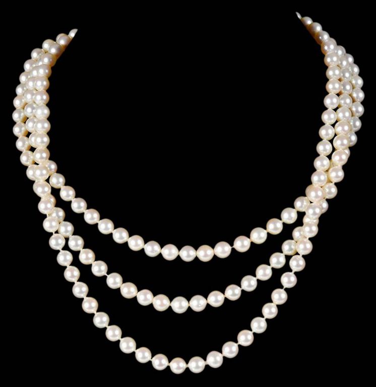 Triple Strand Pearl Necklace