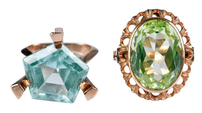 Pair of 14k Gold Spinel Rings