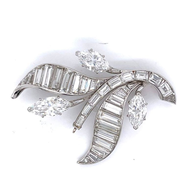 Platinum Diamond Flower Brooch