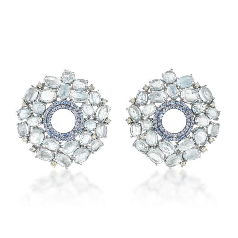 Aquamarine Sapphire Diamond Earrings