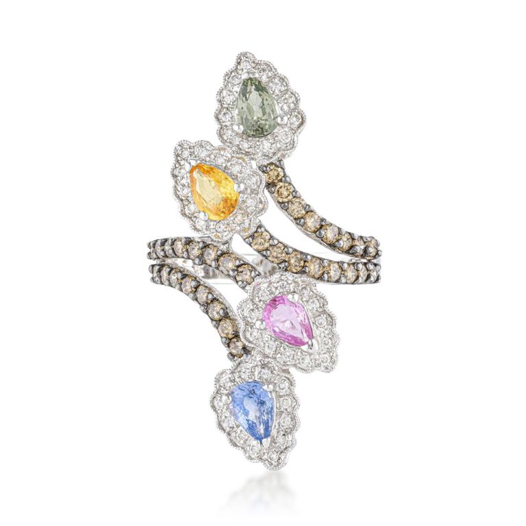 14k White Gold Sapphire and Diamond Ring