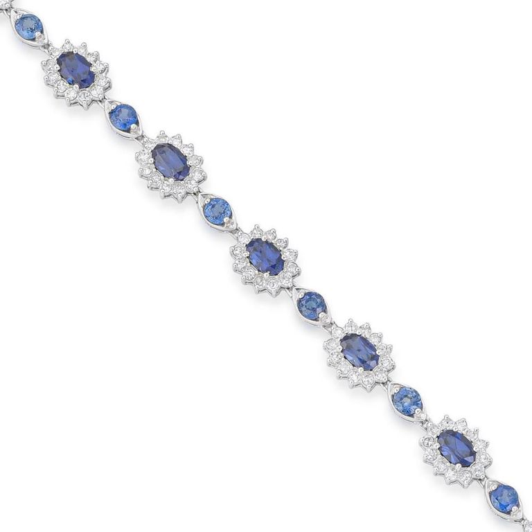 14k White Gold Sapphire and Diamond Bracelet