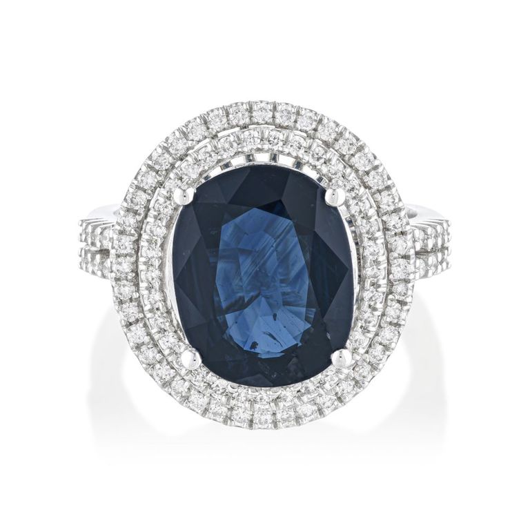 14k White Gold Sapphire and Diamond Ring