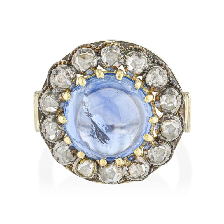 14k White Gold Sapphire and Diamond Ring