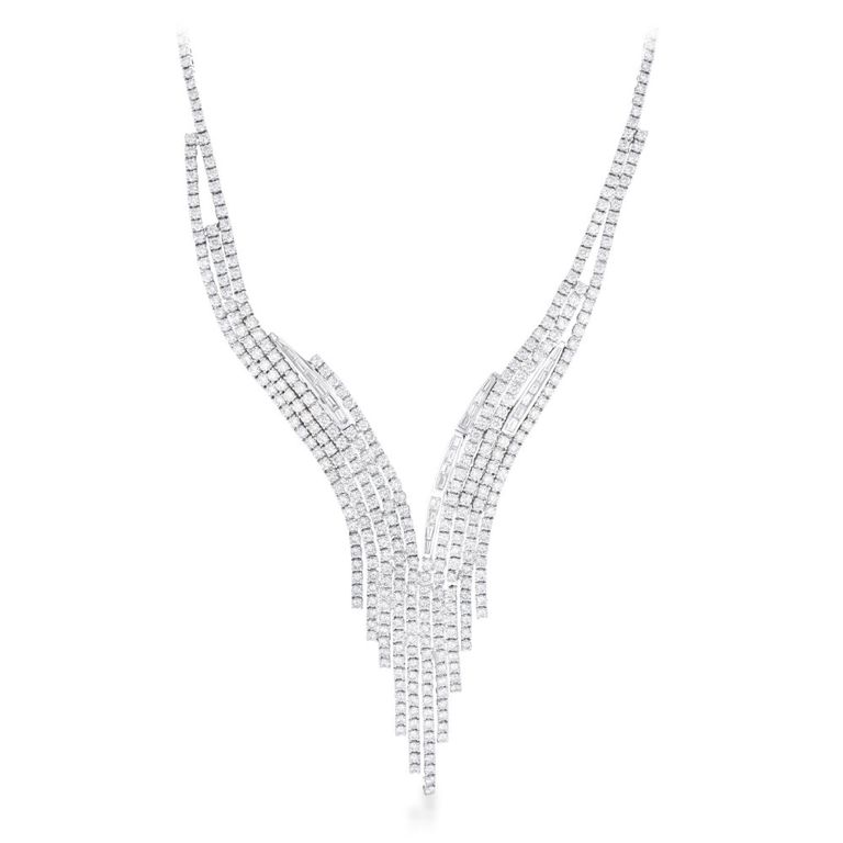 18k White Gold Diamond Tassel Necklace