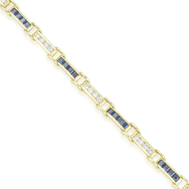 18k Yellow Gold Sapphire and Diamond Bracelet