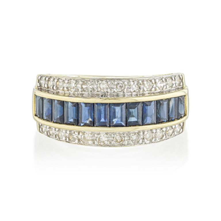 14k Yellow Gold Sapphire and Diamond Ring