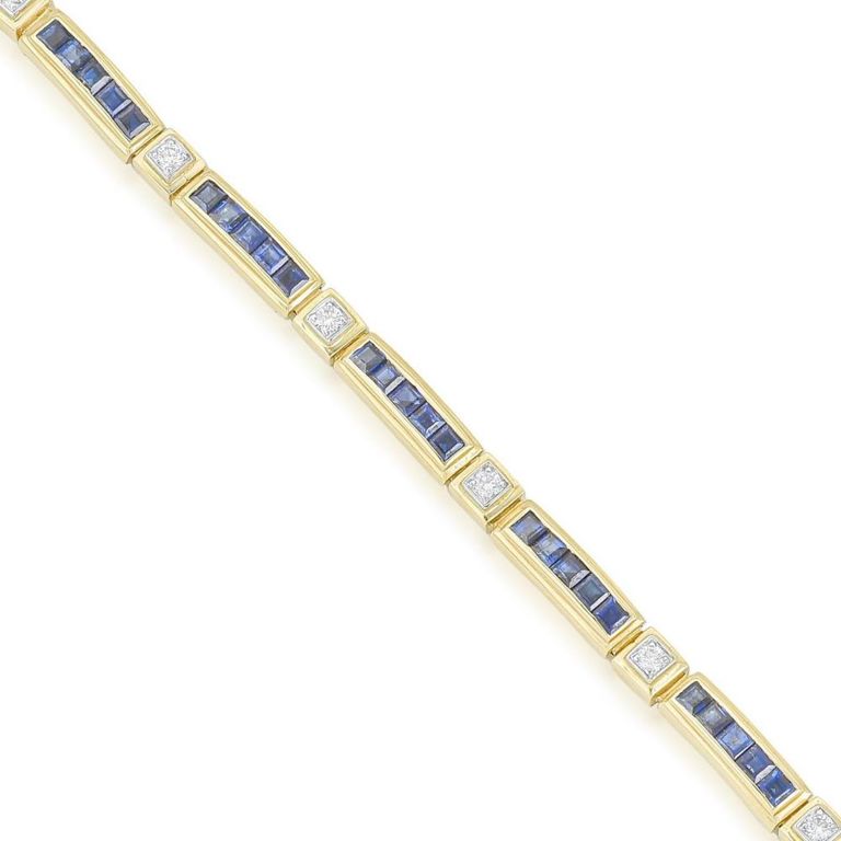 18k Yellow Gold Sapphire and Diamond Bracelet
