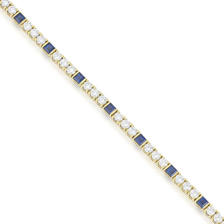 18k Yellow Gold Sapphire and Diamond Bracelet