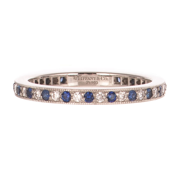 950 Platinum Diamond and Sapphire Eternity Ring