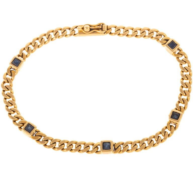 18k Yellow Gold Sapphire Chain Bracelet