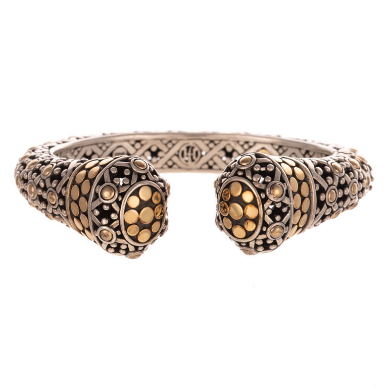 18k Yellow Gold and Sterling Silver Cuff Bracelet