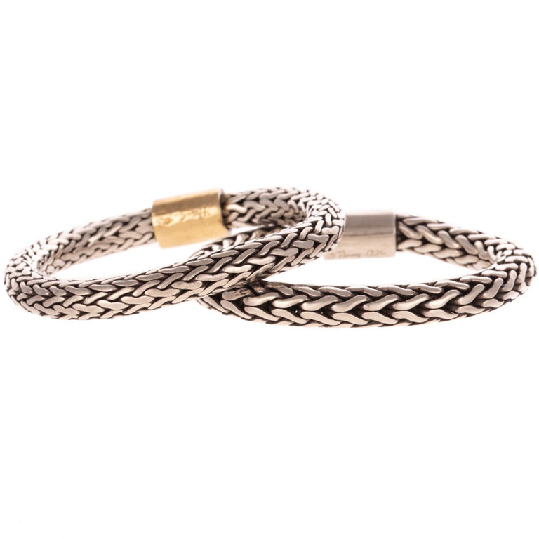 Two Sterling Silver Woven Bracelets