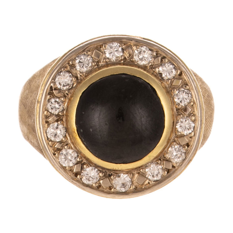 14k Yellow Gold Tourmaline and Diamond Halo Ring