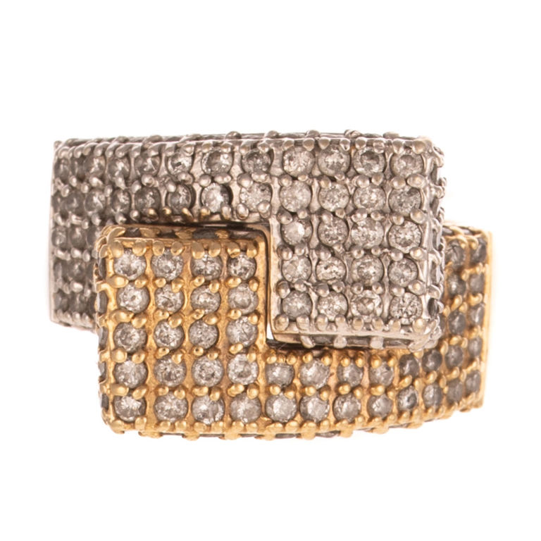 14k Two-Tone Gold Diamond Bypass Ring