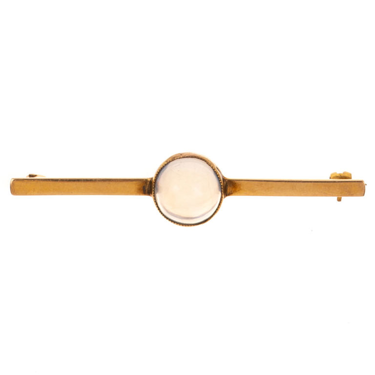 14k Yellow Gold Moonstone Bar Brooch