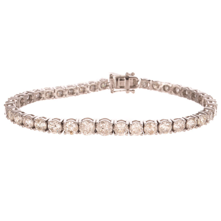 14k White Gold Diamond Line Bracelet