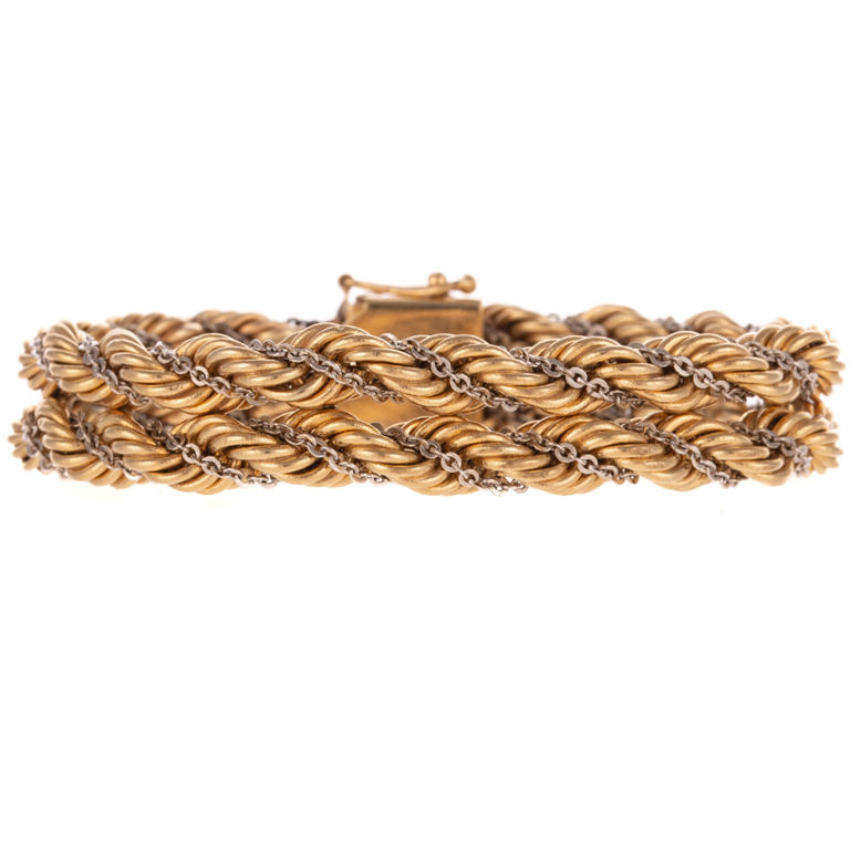 14k Yellow and White Gold Chain Bracelet