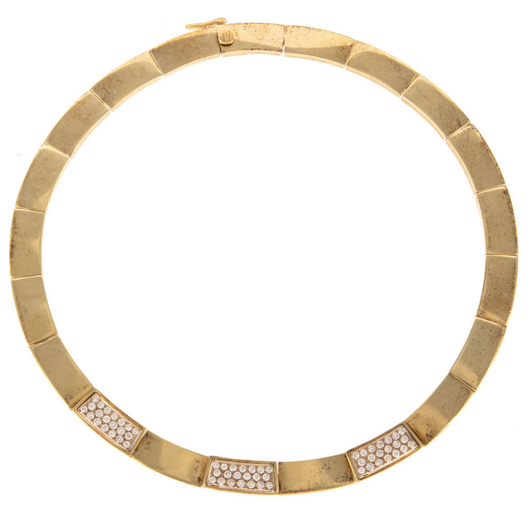 14k Yellow Gold Diamond Link Necklace