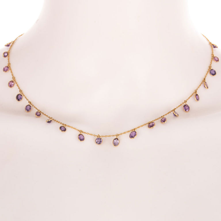 18k Yellow Gold Sapphire Chain Necklace