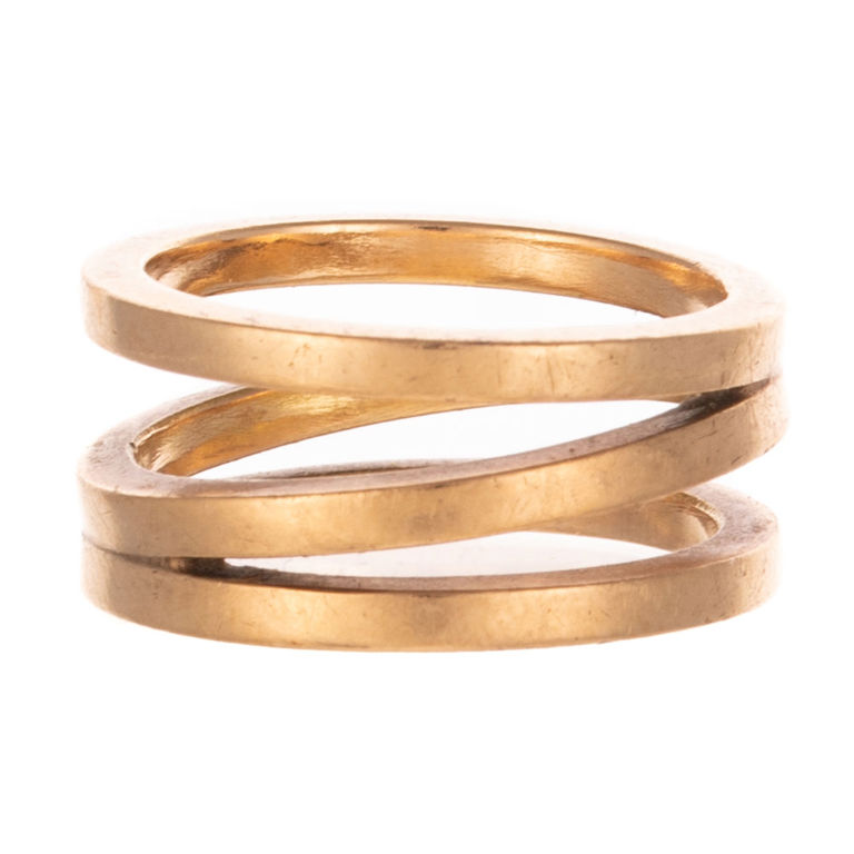 18k Yellow Gold Triple Row Wave Ring
