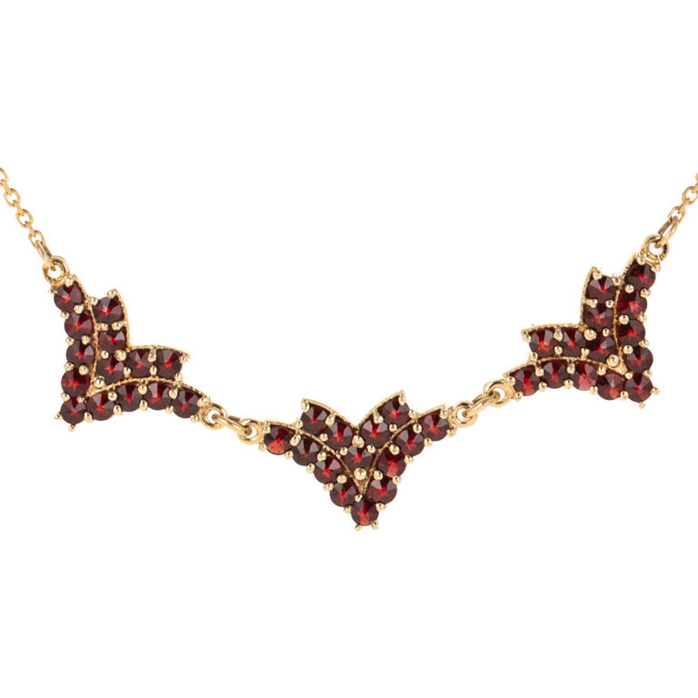 14k Yellow Gold Garnet Pendant Necklace