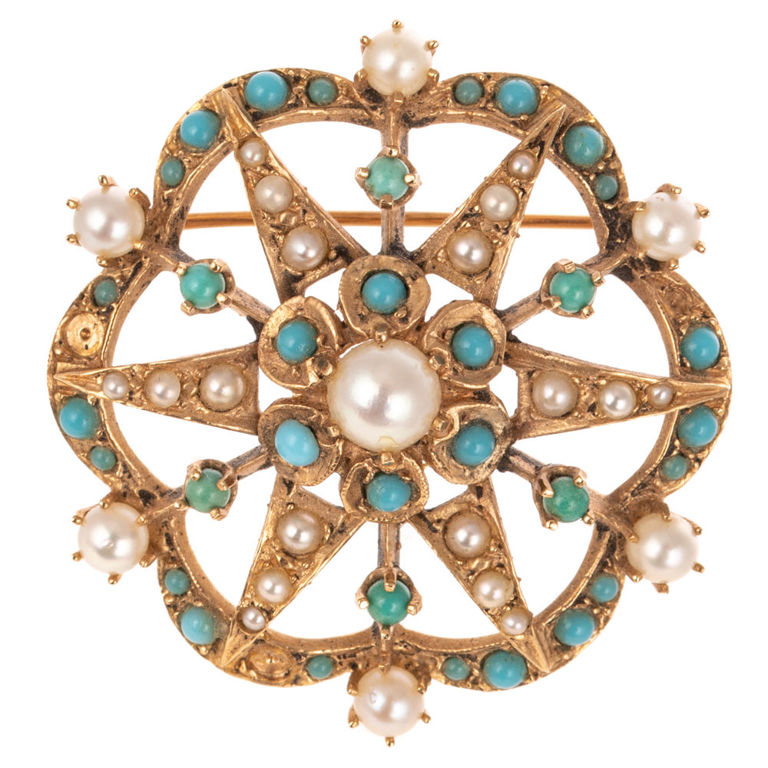14k Yellow Gold Gemstone Pendant/Brooch
