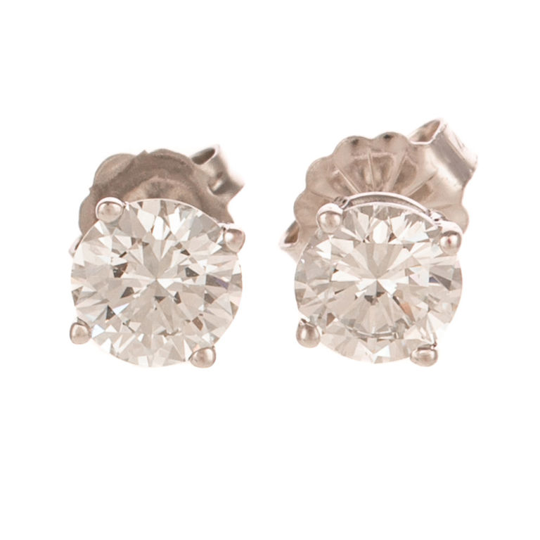 14k White Gold Diamond Stud Earrings