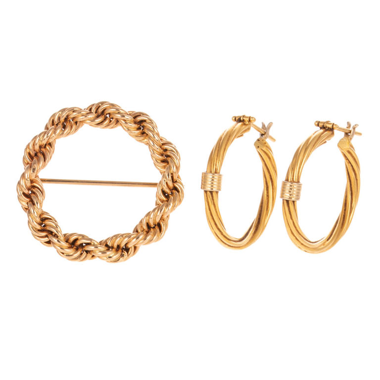 18k and 14k Yellow Gold Jewelry Set