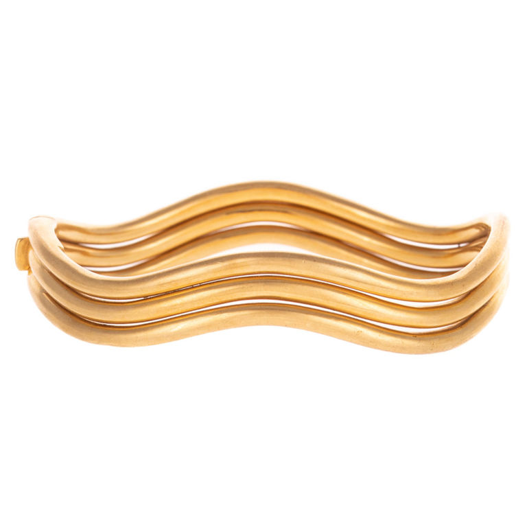 18k Yellow Gold Wave Hinged Bracelet