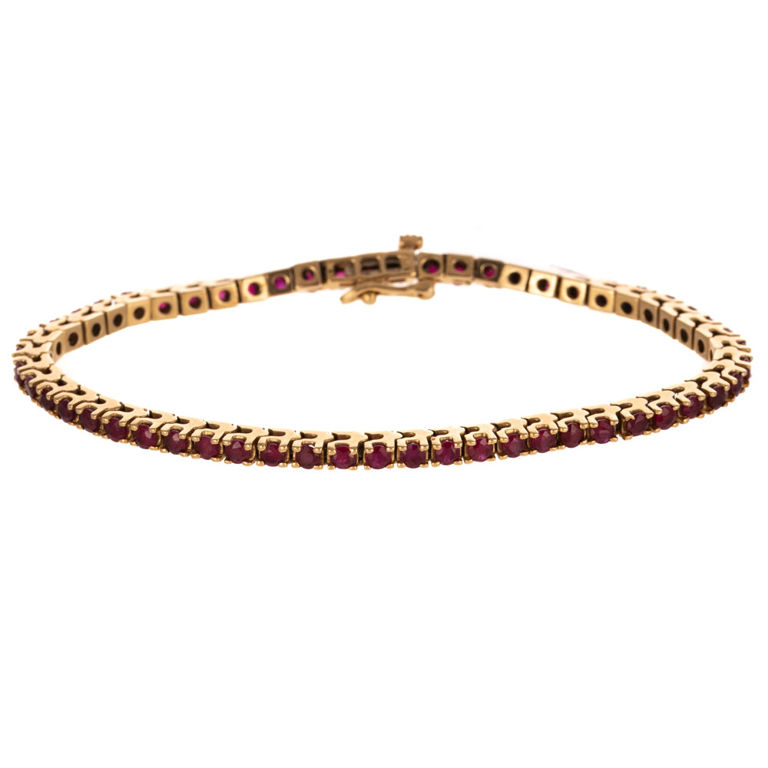 14k Yellow Gold Ruby Line Bracelet