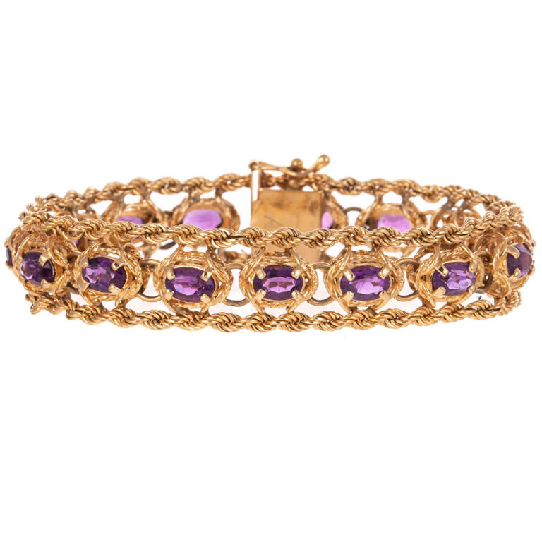 14k Yellow Gold Amethyst Bracelet