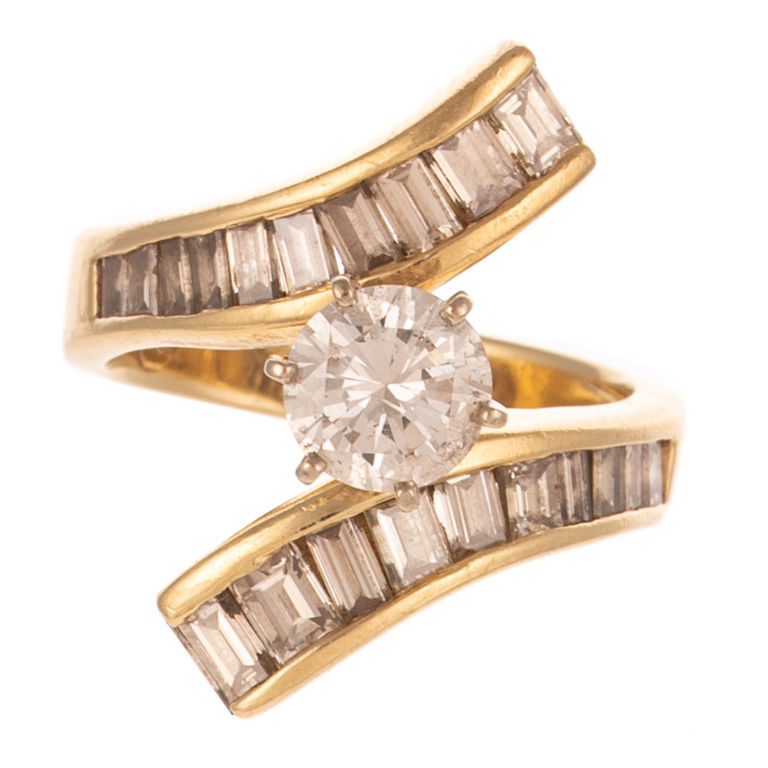 14k Yellow Gold Diamond Bypass Ring